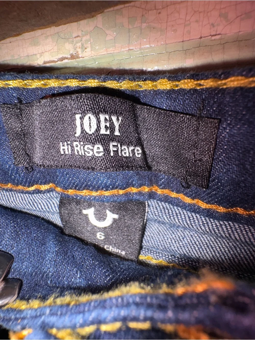 NEW True Religion Dark Blue Flare Jeans with Contrast Stitching